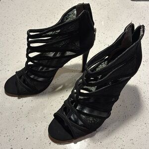 Ivanka Trump Black Lace Strappy Heels